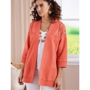 NWT Soft Surroundings Women's Ellie Topper Cardigan - Coral Reef  C17